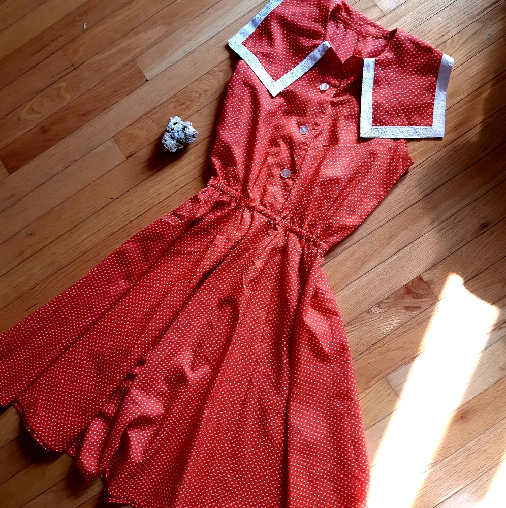 Vintage 50's Red Polka Dot Halter Dress
